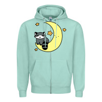 Seafoam crescent moon raccoon Zipper Hoodie - linhVisuals