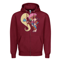 Burgundy cute guitarist dixie kong Zipper Hoodie - linhVisuals