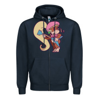 Navy cute guitarist dixie kong Zipper Hoodie - linhVisuals