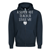 Navy funny a super hot teacher stole my heart unisex t shirt Zipper Hoodie - linhVisuals