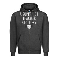 Charcoal Heather funny a super hot teacher stole my heart unisex t shirt Zipper Hoodie - linhVisuals
