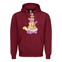 Burgundy cute turtle stack Zipper Hoodie - linhVisuals