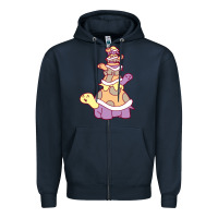 Navy cute turtle stack Zipper Hoodie - linhVisuals