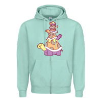 Seafoam cute turtle stack Zipper Hoodie - linhVisuals