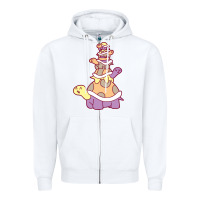 White cute turtle stack Zipper Hoodie - linhVisuals