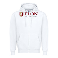 White ELON UNIVERSITY Zipper Hoodie - linhVisuals