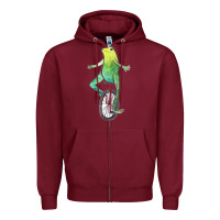 Burgundy dat boi watercolor unicycle frog Zipper Hoodie - linhVisuals