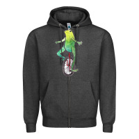 Charcoal Heather dat boi watercolor unicycle frog Zipper Hoodie - linhVisuals