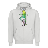 Dove Grey dat boi watercolor unicycle frog Zipper Hoodie - linhVisuals