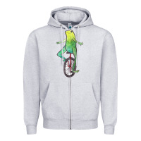 Heather Grey dat boi watercolor unicycle frog Zipper Hoodie - linhVisuals