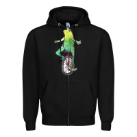 Black dat boi watercolor unicycle frog Zipper Hoodie - linhVisuals