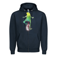 Navy dat boi watercolor unicycle frog Zipper Hoodie - linhVisuals