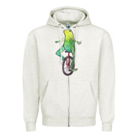 Oatmeal Heather dat boi watercolor unicycle frog Zipper Hoodie - linhVisuals
