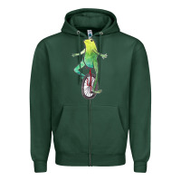 Sports Green dat boi watercolor unicycle frog Zipper Hoodie - linhVisuals
