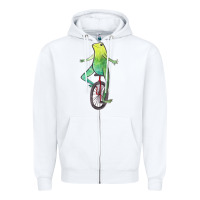 White dat boi watercolor unicycle frog Zipper Hoodie - linhVisuals