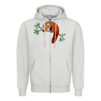 Dove Grey red panda sleeping Zipper Hoodie - linhVisuals