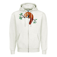 Oatmeal Heather red panda sleeping Zipper Hoodie - linhVisuals