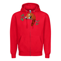 Red red panda sleeping Zipper Hoodie - linhVisuals