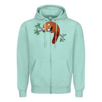Seafoam red panda sleeping Zipper Hoodie - linhVisuals