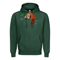 Sports Green red panda sleeping Zipper Hoodie - linhVisuals