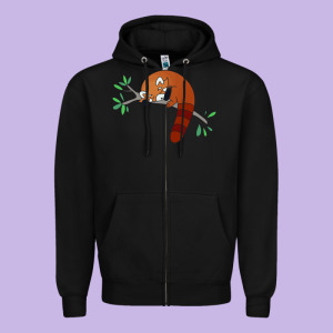 Red Panda Sleeping Zipper Hoodie Designed By Linhvisuals