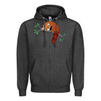 Charcoal Heather red panda sleeping Zipper Hoodie - linhVisuals