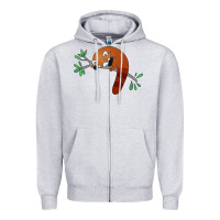 Heather Grey red panda sleeping Zipper Hoodie - linhVisuals