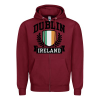 Burgundy dublin ireland Zipper Hoodie - linhVisuals