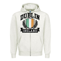 Oatmeal Heather dublin ireland Zipper Hoodie - linhVisuals