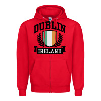 Red dublin ireland Zipper Hoodie - linhVisuals