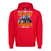 Red awesome trucker big rig semi trailer truck driver gift men tank top Zipper Hoodie - linhVisuals