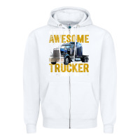 White awesome trucker big rig semi trailer truck driver gift men tank top Zipper Hoodie - linhVisuals