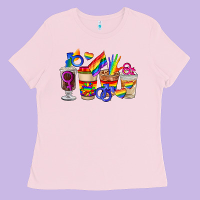 Lgbt Coffee Cups Ladies Tee Designed By Fadigitalartstudio