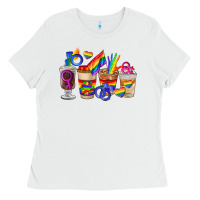 White lgbt coffee cups Ladies Tee - FaDigitalArtStudio