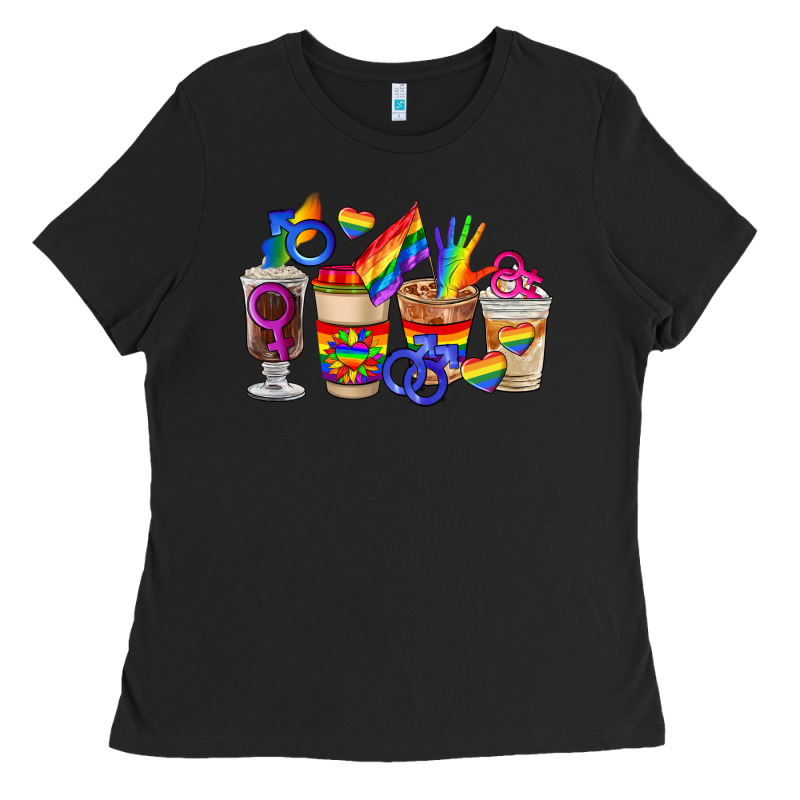 Lgbt Coffee Cups Ladies Tee by FaDigitalArtStudio | Teevron