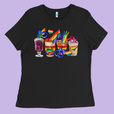 Lgbt Coffee Cups Ladies Tee Designed By Fadigitalartstudio