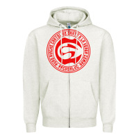 Oatmeal Heather cartel de santa Zipper Hoodie - linhVisuals