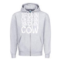 Heather Grey brown chicken brown cow Zipper Hoodie - linhVisuals