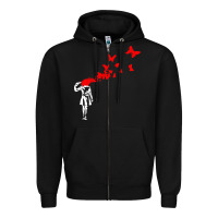 Black banksy Zipper Hoodie - linhVisuals