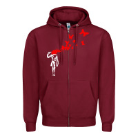 Burgundy banksy Zipper Hoodie - linhVisuals