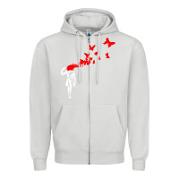 Dove Grey banksy Zipper Hoodie - linhVisuals