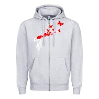 Heather Grey banksy Zipper Hoodie - linhVisuals