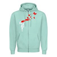 Seafoam banksy Zipper Hoodie - linhVisuals