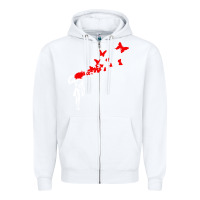 White banksy Zipper Hoodie - linhVisuals
