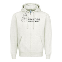 Oatmeal Heather studio ghibli2 Zipper Hoodie - linhVisuals