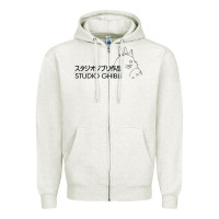 Oatmeal Heather studio ghibli3 Zipper Hoodie - linhVisuals