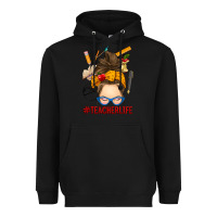 Black messy bun teacher life Heavyweight Hoodie - RanaPortraitStore