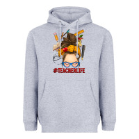 Heather Grey messy bun teacher life Heavyweight Hoodie - RanaPortraitStore