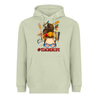 Matcha messy bun teacher life Heavyweight Hoodie - RanaPortraitStore