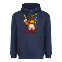 Navy messy bun teacher life Heavyweight Hoodie - RanaPortraitStore